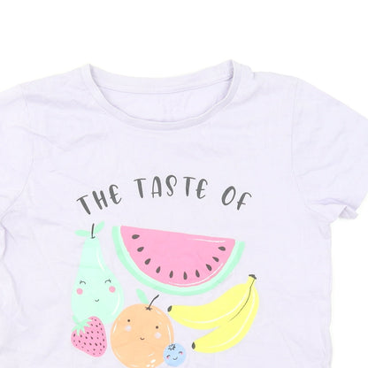 Dunnes Stores Girls Purple Cotton Basic T-Shirt Size 10-11 Years Round Neck Pullover - The Taste Of Summer