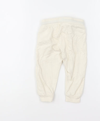 Pep & Co Baby Ivory Cotton Jogger Trousers Size 9-12 Months Drawstring - The Best Is Yet To Come