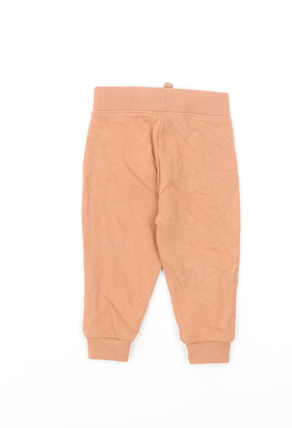 Dunnes Stores Boys Brown Cotton Jogger Trousers Size 9-12 Months Drawstring