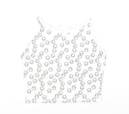 Womens UK Size S Preworn White Basic Tank