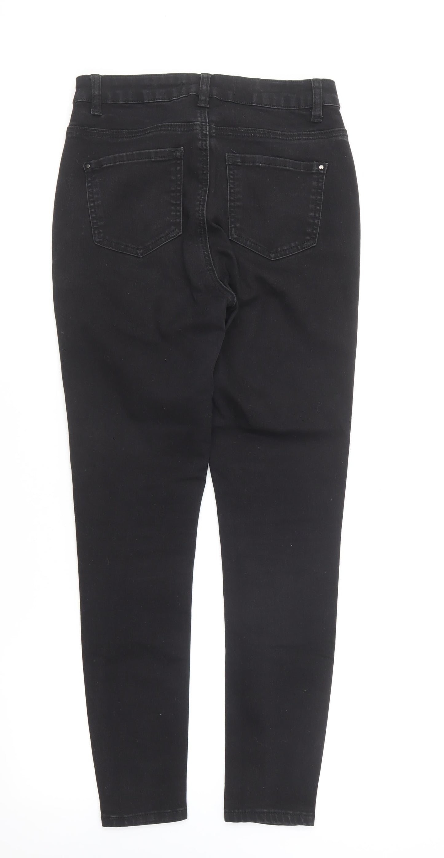 Dunnes Stores Womens Black Cotton Skinny Jeans Size 10 L26 in Regular Button