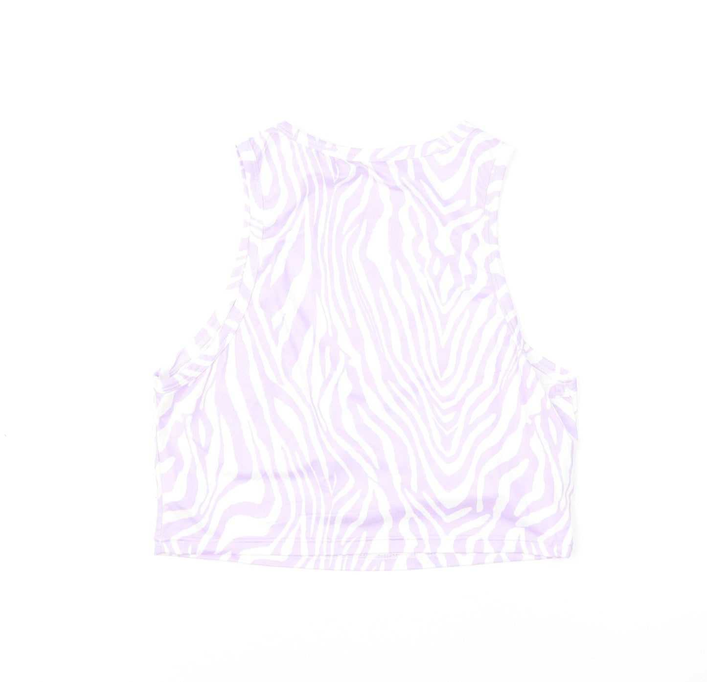 SheIn Womens Purple Animal Print Polyester Cropped Tank Size L Round Neck - Zebra Print