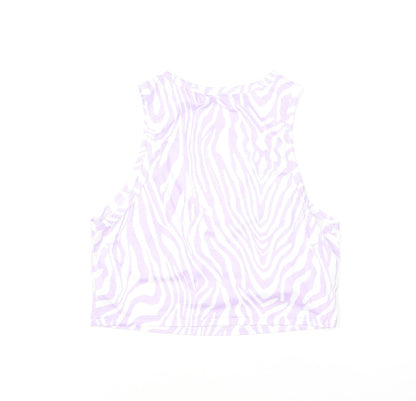 SheIn Womens Purple Animal Print Polyester Cropped Tank Size L Round Neck - Zebra Print