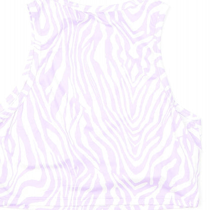 SheIn Womens Purple Animal Print Polyester Cropped Tank Size L Round Neck - Zebra Print