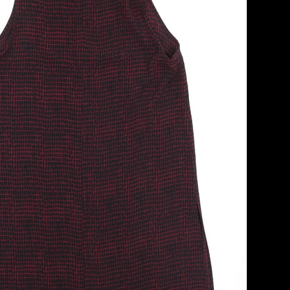 Topshop Womens Red Geometric Polyester Tunic Blouse Size 8 High Neck