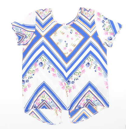 Womens UK Size 14 Peacocks Multicoloured Basic Blouse
