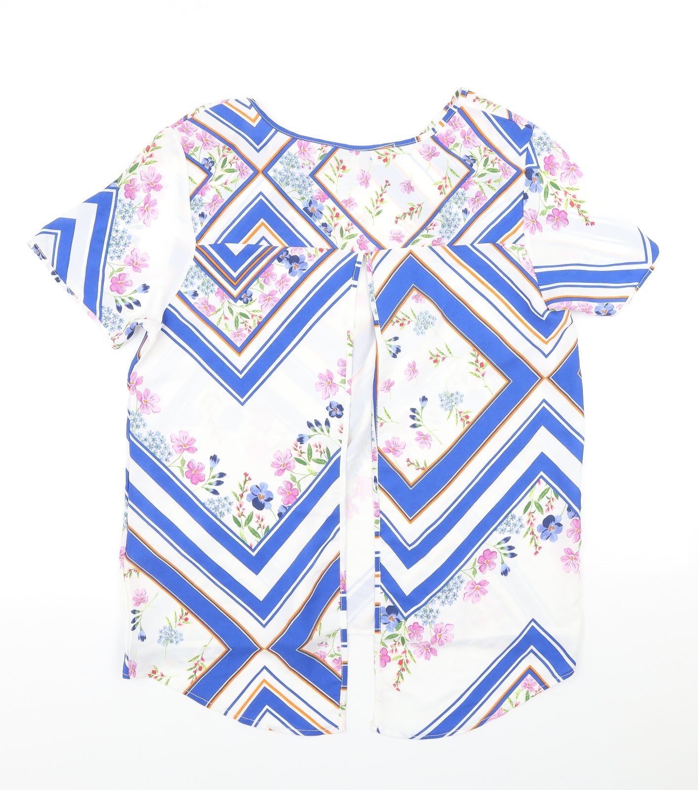 Womens UK Size 14 Peacocks Multicoloured Basic Blouse