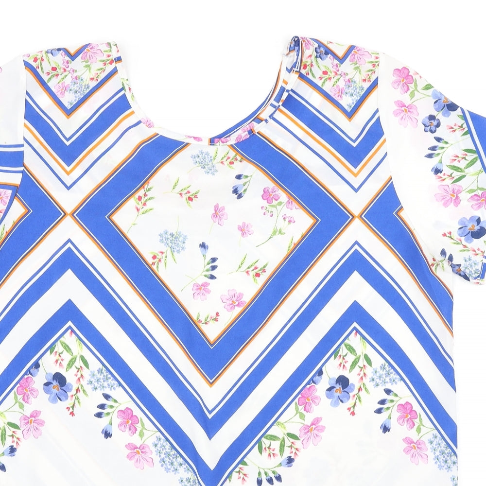 Womens UK Size 14 Peacocks Multicoloured Basic Blouse