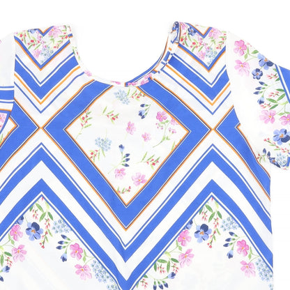 Womens UK Size 14 Peacocks Multicoloured Basic Blouse