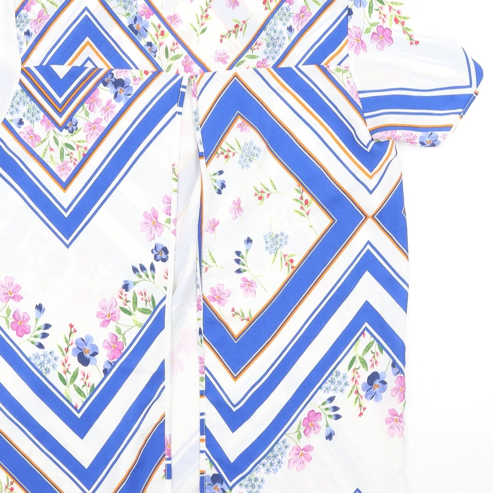 Womens UK Size 14 Peacocks Multicoloured Basic Blouse