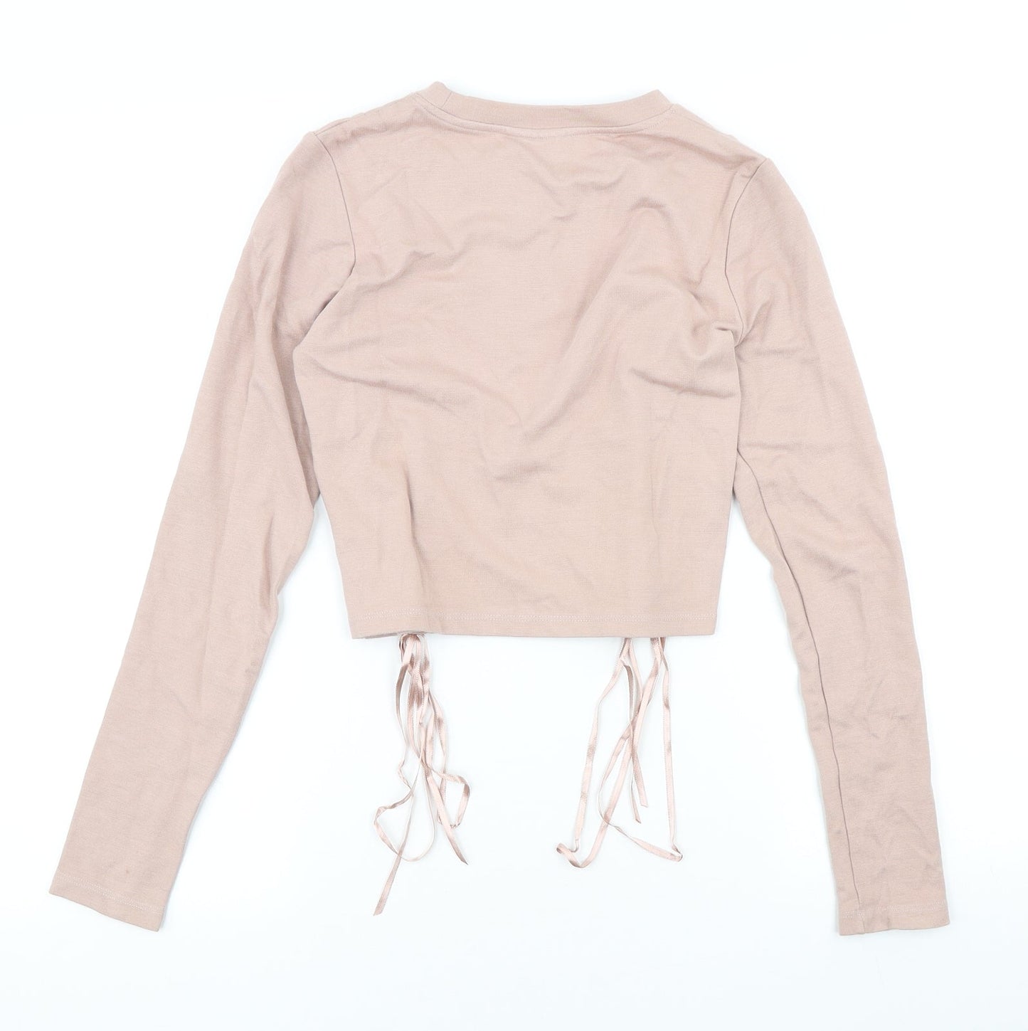 Topshop Womens Pink Viscose Pullover Sweatshirt Size 6 Pullover - Corset detail