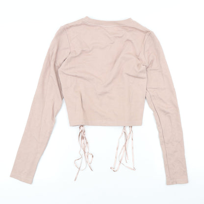Topshop Womens Pink Viscose Pullover Sweatshirt Size 6 Pullover - Corset detail