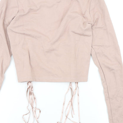 Topshop Womens Pink Viscose Pullover Sweatshirt Size 6 Pullover - Corset detail