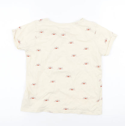 Primark Girls Beige Geometric Cotton Basic T-Shirt Size 10-11 Years Round Neck Pullover - Sunshine State of Mind