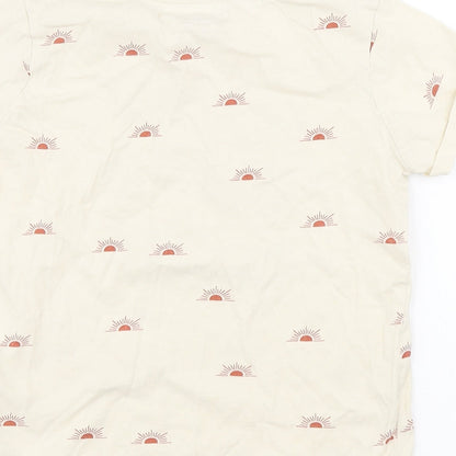 Primark Girls Beige Geometric Cotton Basic T-Shirt Size 10-11 Years Round Neck Pullover - Sunshine State of Mind