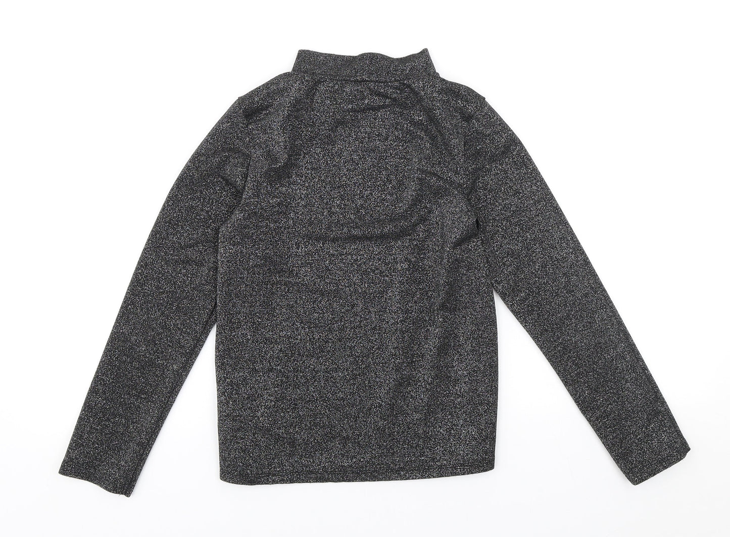 NEXT Girls Black Polyester Basic T-Shirt Size 9 Years High Neck Pullover