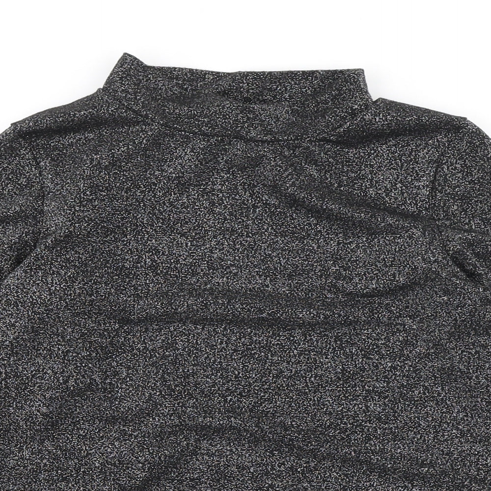 NEXT Girls Black Polyester Basic T-Shirt Size 9 Years High Neck Pullover