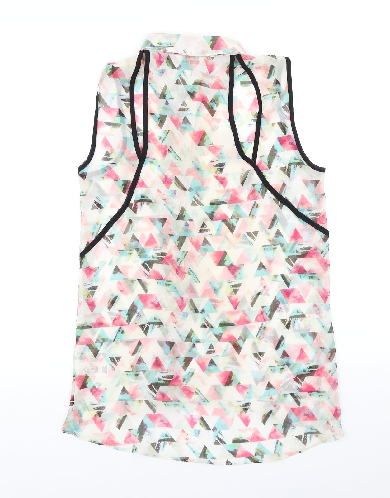 Miss Selfridge Womens Multicoloured Geometric Polyester Tunic Button-Up Size 10 Collared