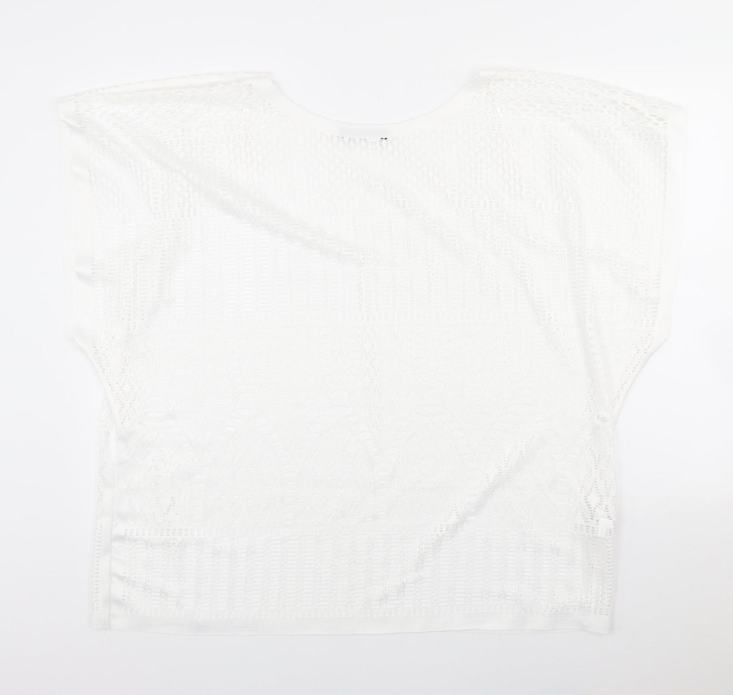 Atmosphere Womens White Polyester Basic T-Shirt Size M Round Neck - Beach Wear