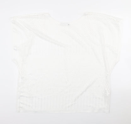 Atmosphere Womens White Polyester Basic T-Shirt Size M Round Neck - Beach Wear