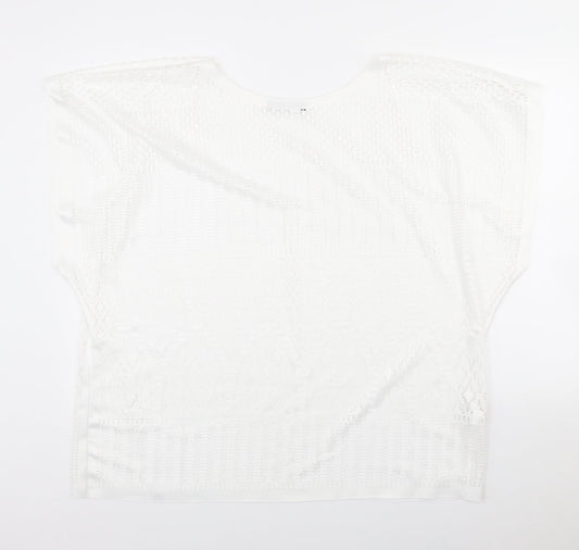 Atmosphere Womens White Polyester Basic T-Shirt Size M Round Neck - Beach Wear