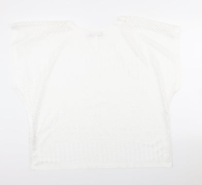 Atmosphere Womens White Polyester Basic T-Shirt Size M Round Neck - Beach Wear