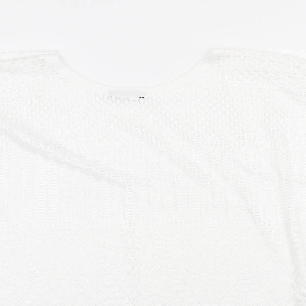 Atmosphere Womens White Polyester Basic T-Shirt Size M Round Neck - Beach Wear