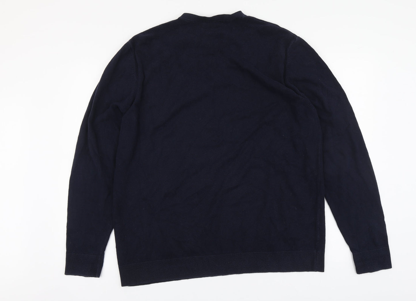 Selected Mens Blue Round Neck Cotton Pullover Jumper Size 2XL