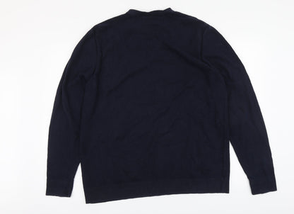 Selected Mens Blue Round Neck Cotton Pullover Jumper Size 2XL