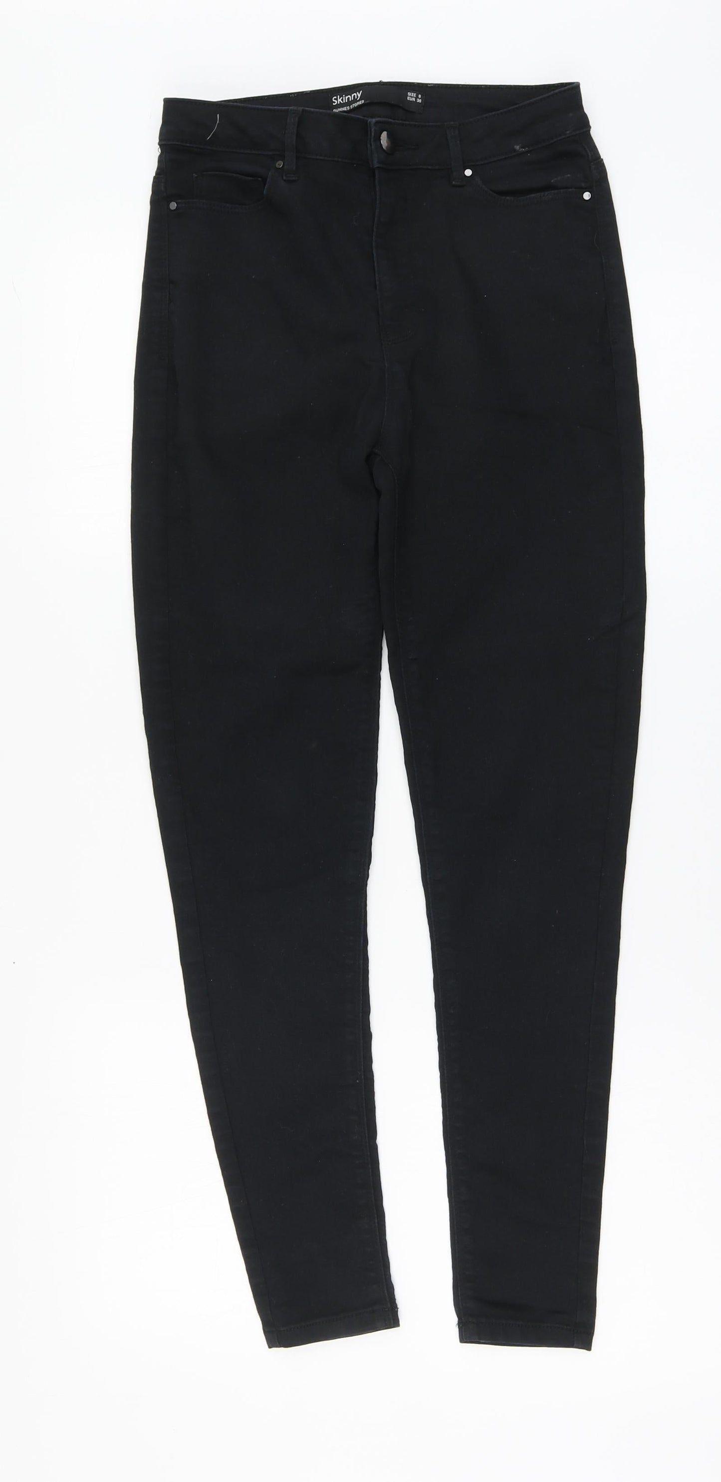 Dunnes Stores Womens Black Cotton Skinny Jeans Size 8 L26 in Regular Button