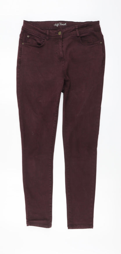 NEXT Womens Purple Cotton Skinny Jeans Size 12 L29 in Regular Button