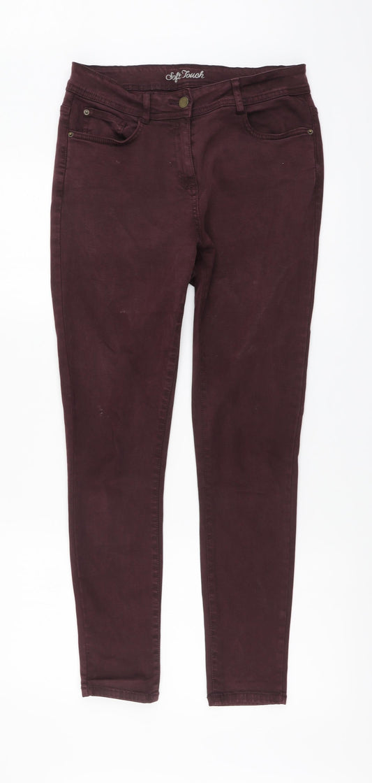 NEXT Womens Purple Cotton Skinny Jeans Size 12 L29 in Regular Button