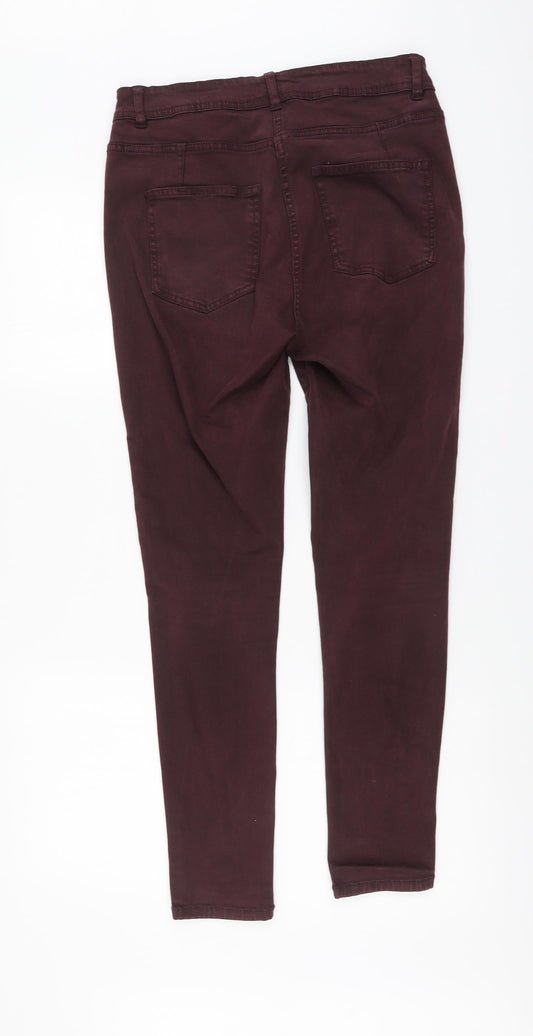 NEXT Womens Purple Cotton Skinny Jeans Size 12 L29 in Regular Button