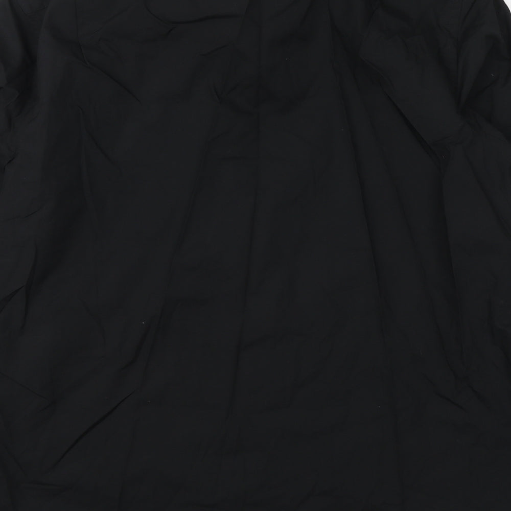 George Mens Black Polyester Button-Up Size 16 Collared Button