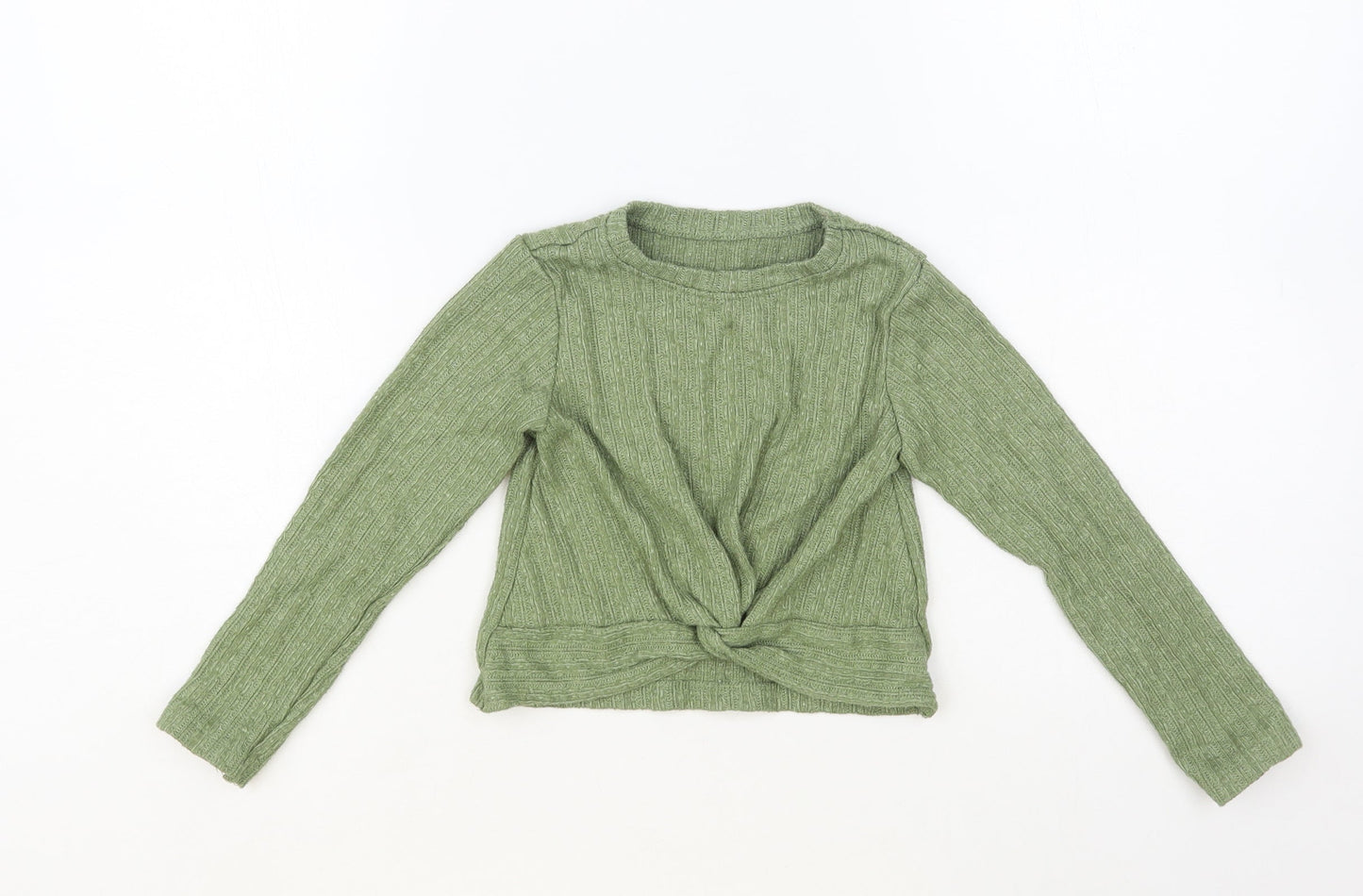 Dunnes Stores Girls Green Crew Neck Polyester Pullover Jumper Size 6-7 Years Pullover - Knot Detail