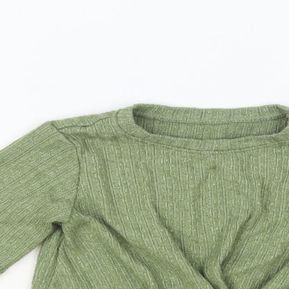 Dunnes Stores Girls Green Crew Neck Polyester Pullover Jumper Size 6-7 Years Pullover - Knot Detail