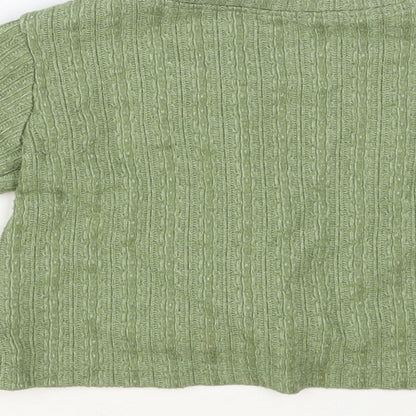 Dunnes Stores Girls Green Crew Neck Polyester Pullover Jumper Size 6-7 Years Pullover - Knot Detail