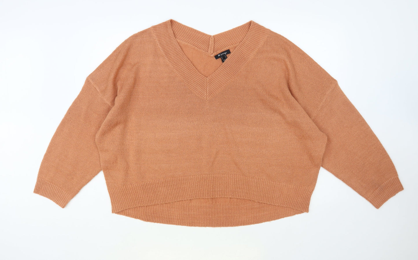 M Lounge Womens Pink V-Neck Acrylic Pullover Jumper Size 20