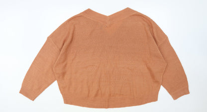 M Lounge Womens Pink V-Neck Acrylic Pullover Jumper Size 20