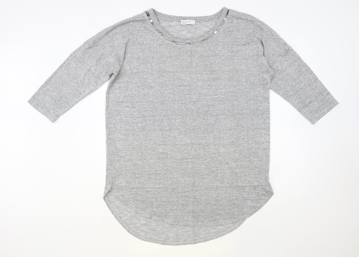 Womens UK Size L Papaya Grey Tunic Jumper