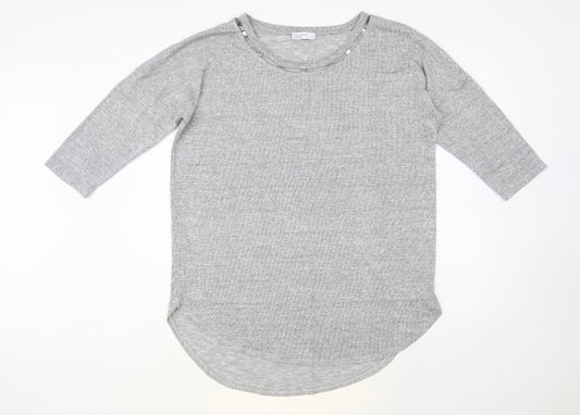 Womens UK Size L Papaya Grey Tunic Jumper