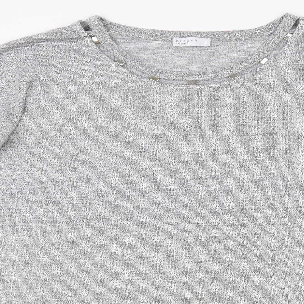 Womens UK Size L Papaya Grey Tunic Jumper