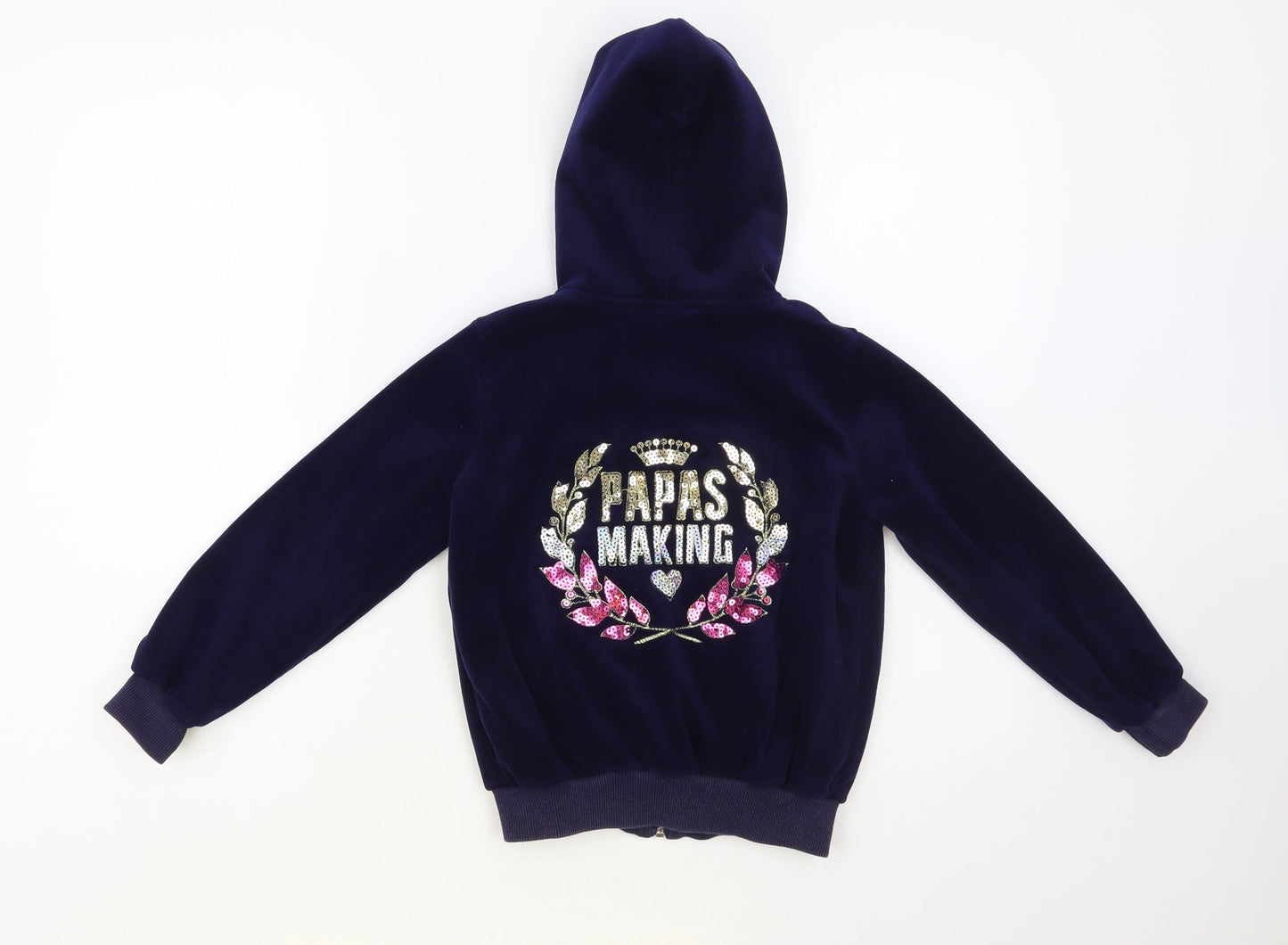 Kuzitong Girls Blue Polyester Full Zip Hoodie Size 7-8 Years Zip - Papas Making