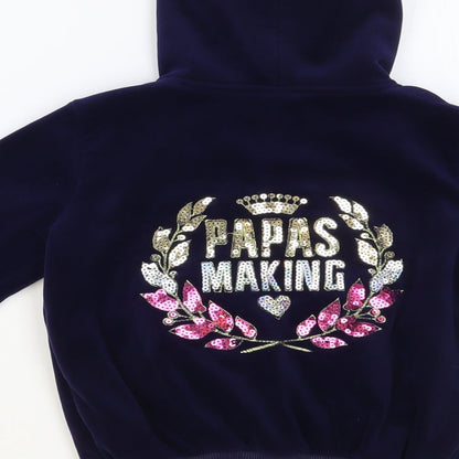 Kuzitong Girls Blue Polyester Full Zip Hoodie Size 7-8 Years Zip - Papas Making