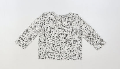 Primark Baby White Spotted Cotton Basic T-Shirt Size 12-18 Months Crew Neck Button