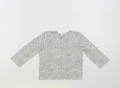 Primark Baby White Spotted Cotton Basic T-Shirt Size 12-18 Months Crew Neck Button