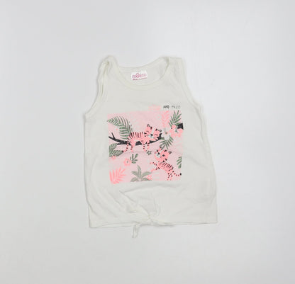 So Cute Baby White Cotton Pullover Tank Size 12-18 Months Crew Neck Pullover - Cute Tigers