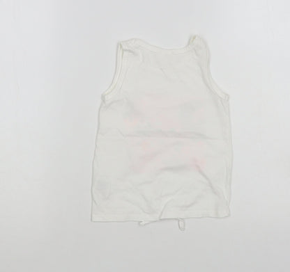 So Cute Baby White Cotton Pullover Tank Size 12-18 Months Crew Neck Pullover - Cute Tigers