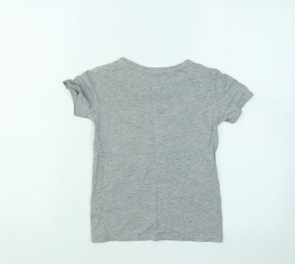 Dunnes Stores Boys Grey Cotton Basic T-Shirt Size 6 Years Round Neck - Game On