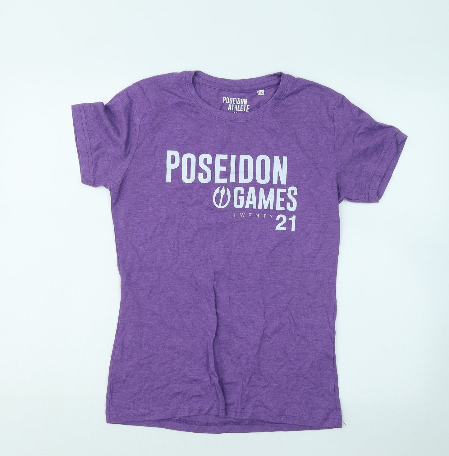 Poseidon Athlete Womens Purple Cotton Basic T-Shirt Size M Round Neck
